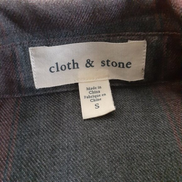 Anthropologie Cloth & Stone Women's Size S Gray Plaid Long Sleeve Shirt Dress - Picture 6 of 14